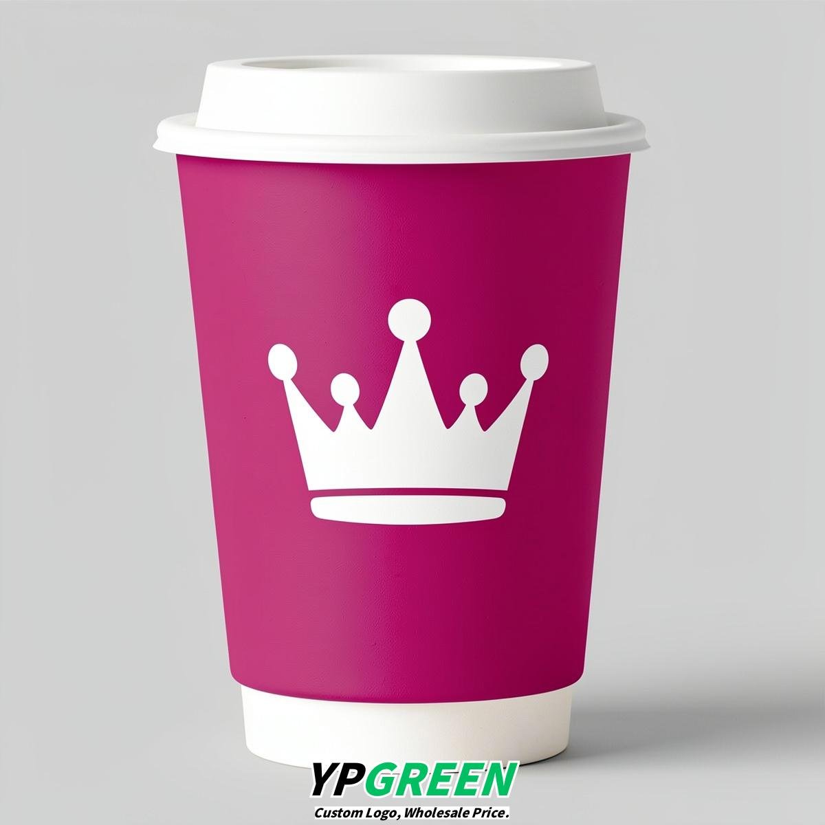 Fuchsia Paper Cups with Crown Design 8-24oz