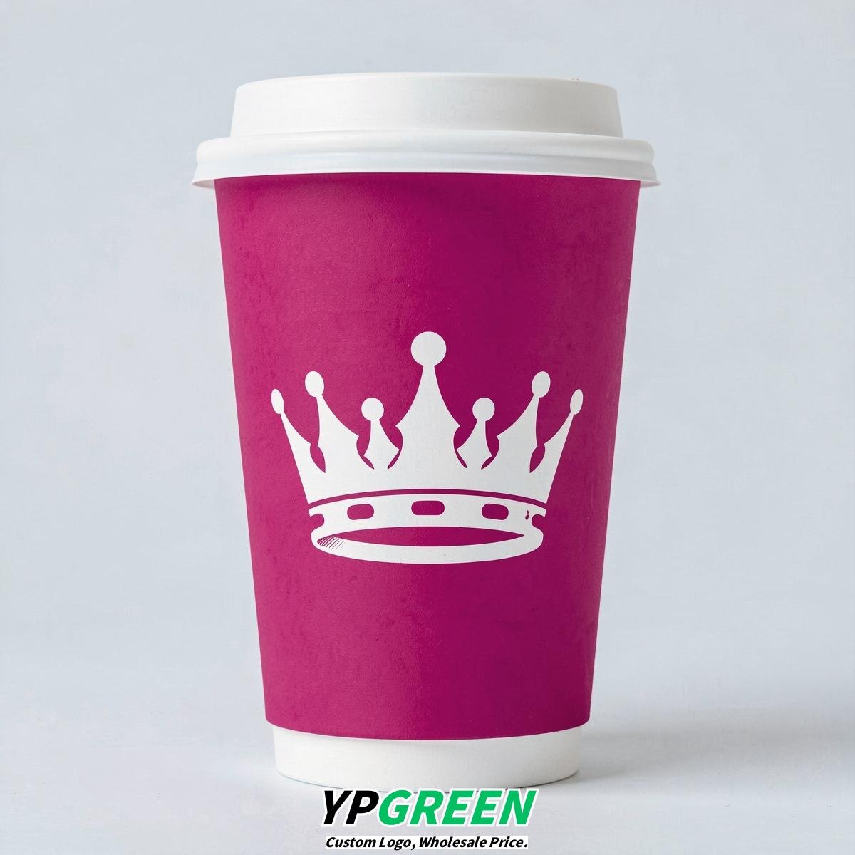 Fuchsia Paper Cups with Crown Design 8-24oz