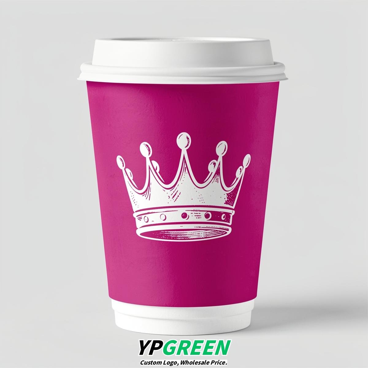 Fuchsia Paper Cups with Crown Design 8-24oz