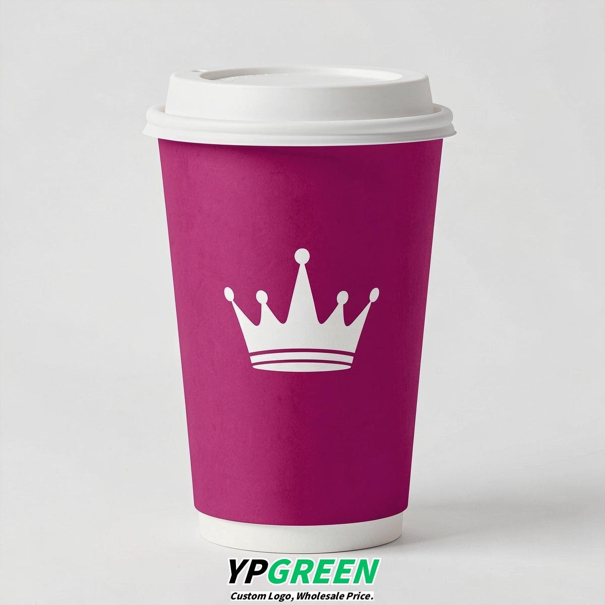 Fuchsia Paper Cups with Crown Design 8-24oz