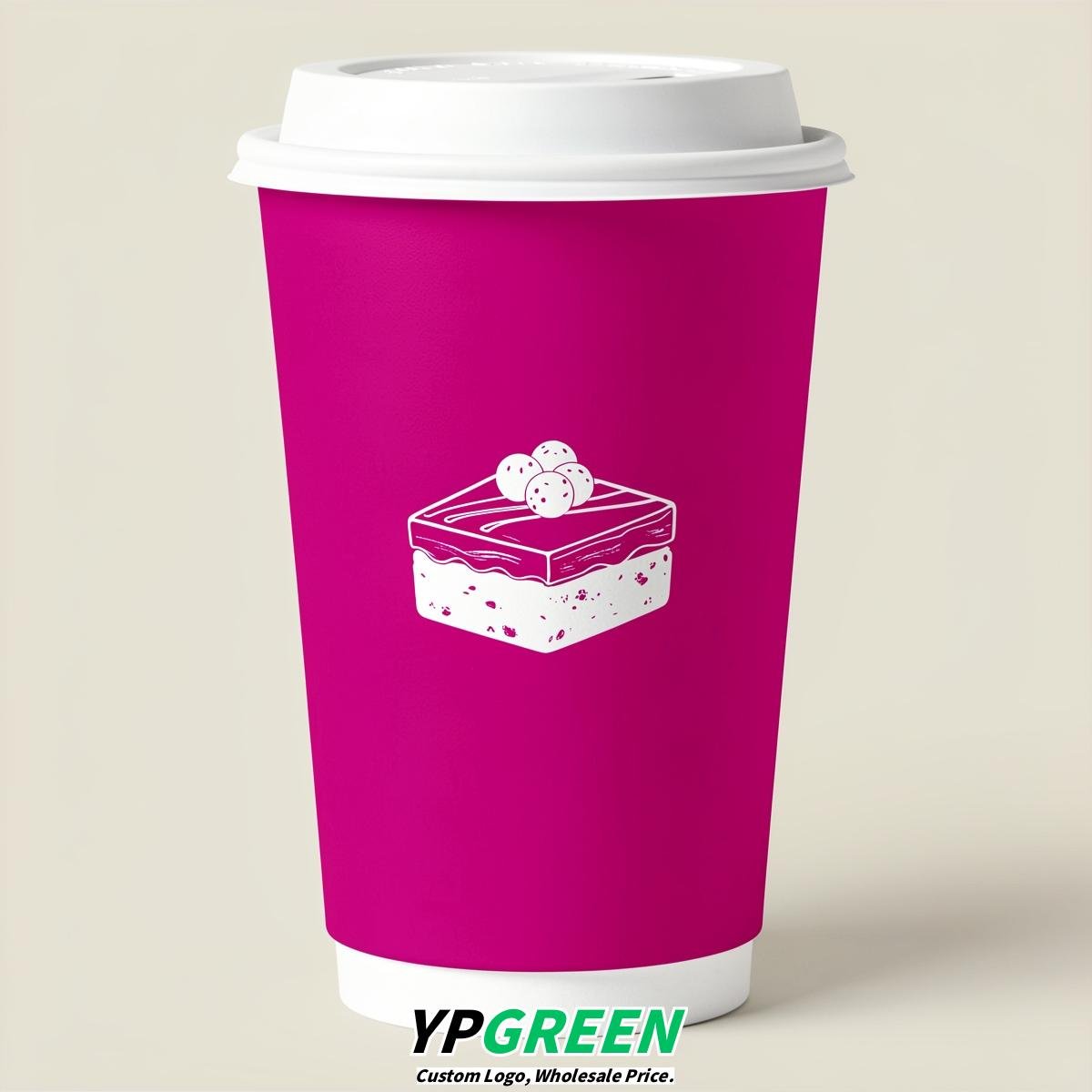Fuchsia Paper Cups with Desserts Design 8-24oz