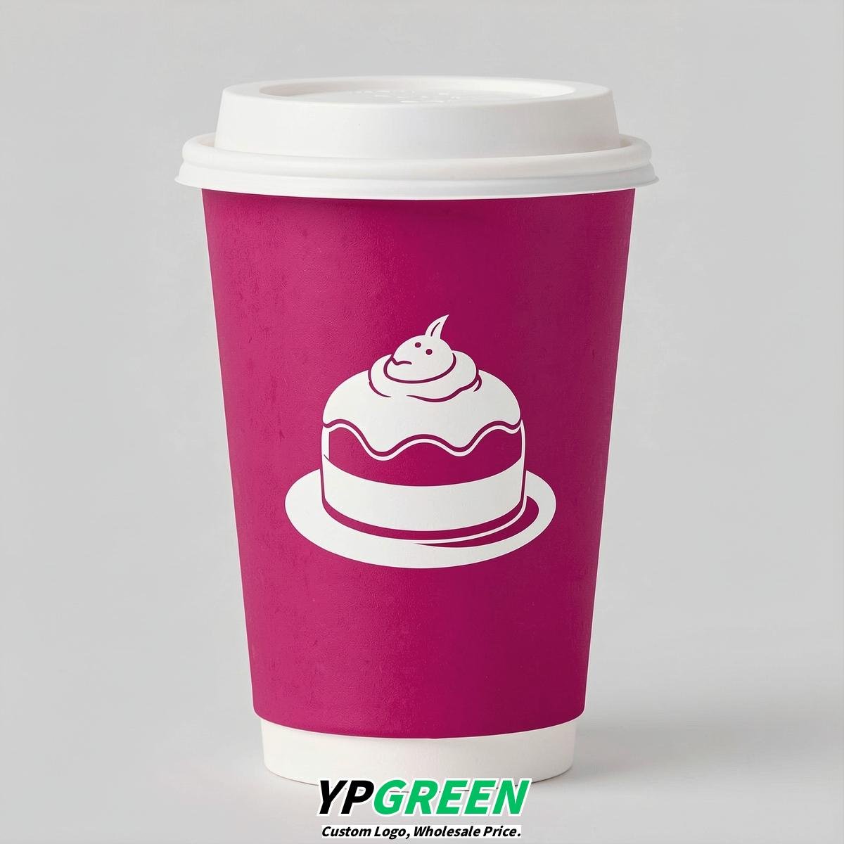 Fuchsia Paper Cups with Desserts Design 8-24oz