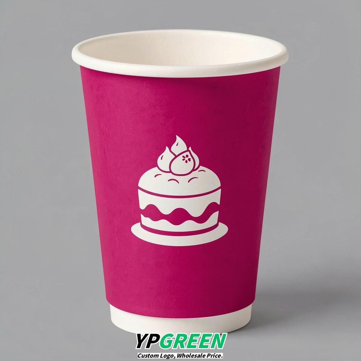 Fuchsia Paper Cups with Desserts Design 8-24oz
