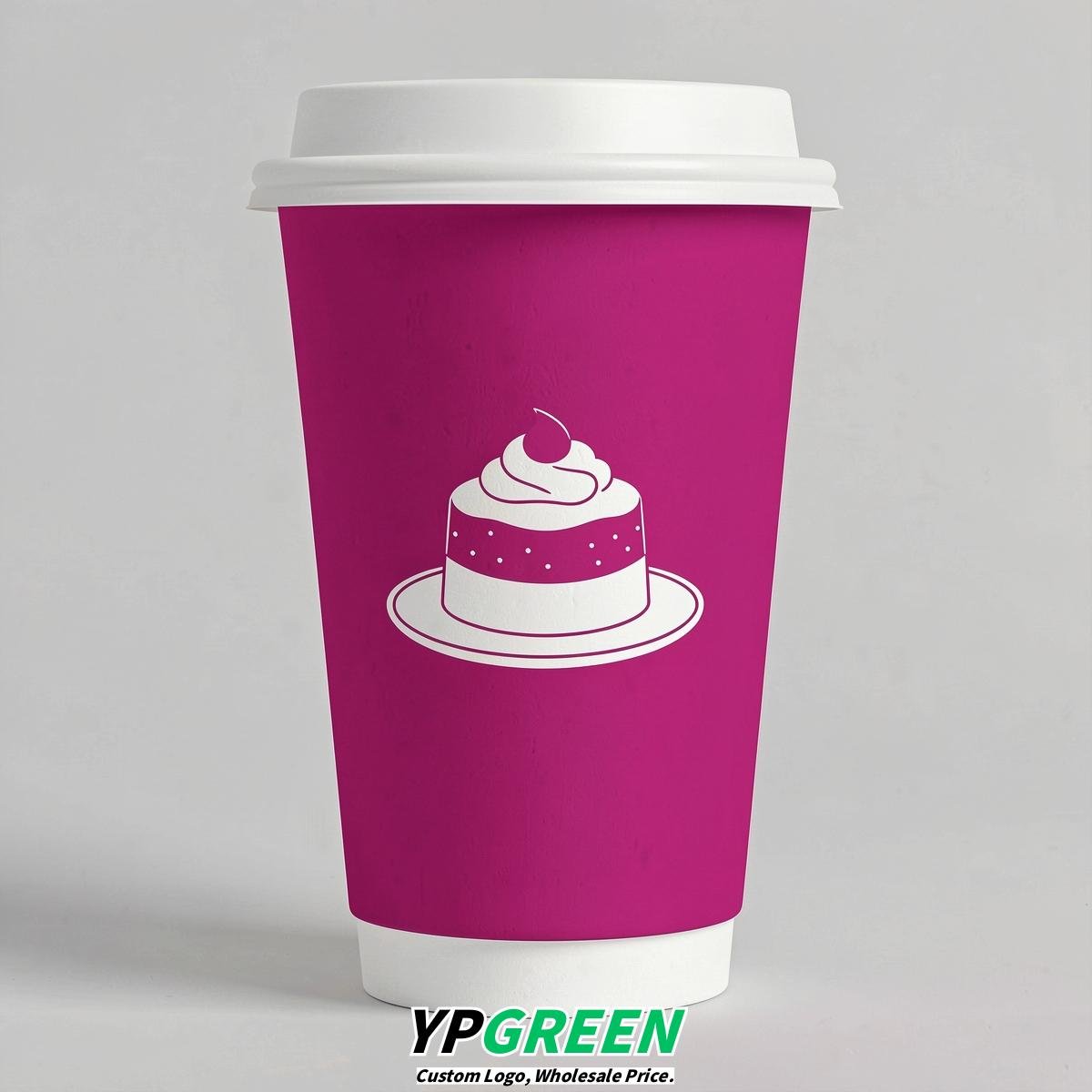 Fuchsia Paper Cups with Desserts Design 8-24oz