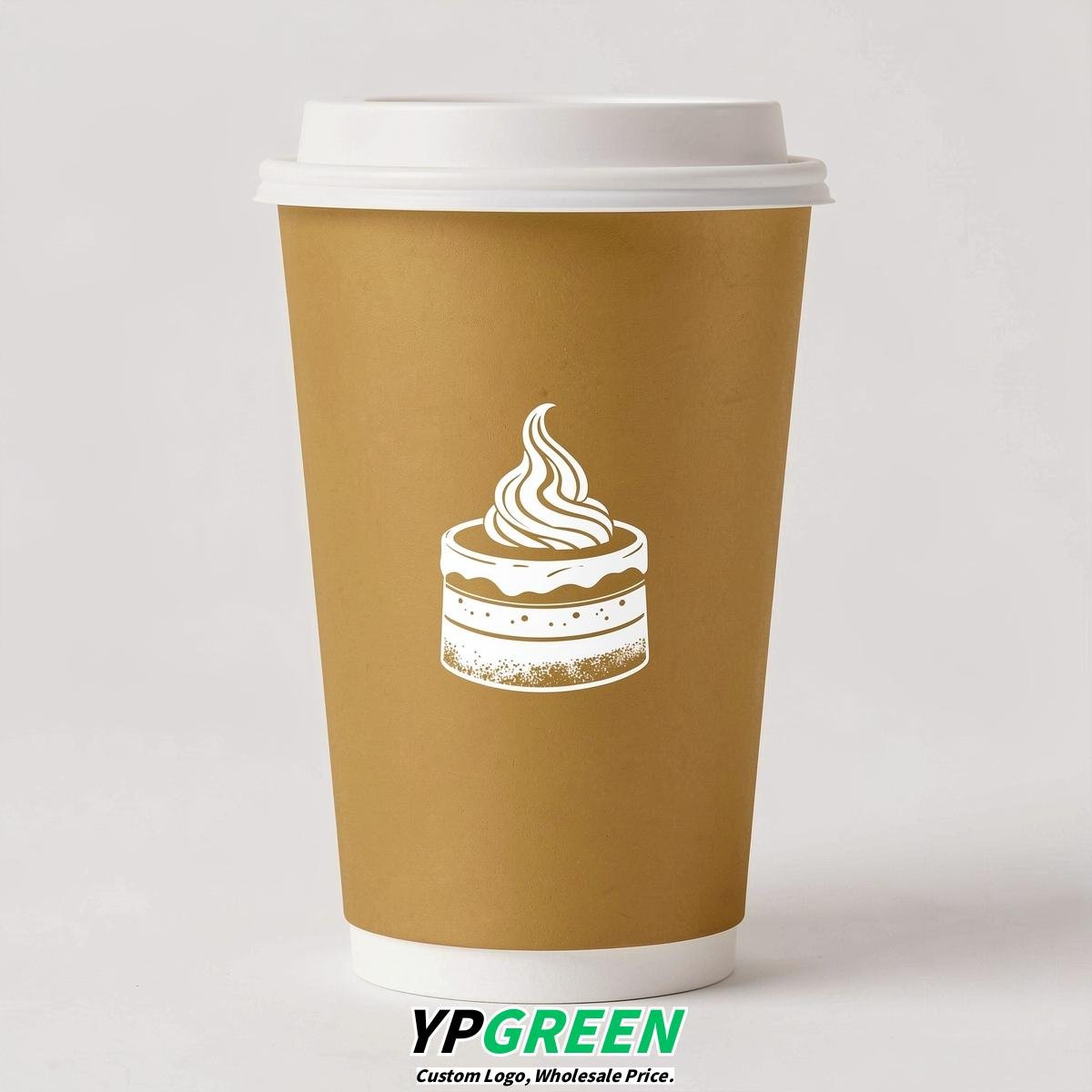 Gold Paper Cups with Desserts Design 8-24oz