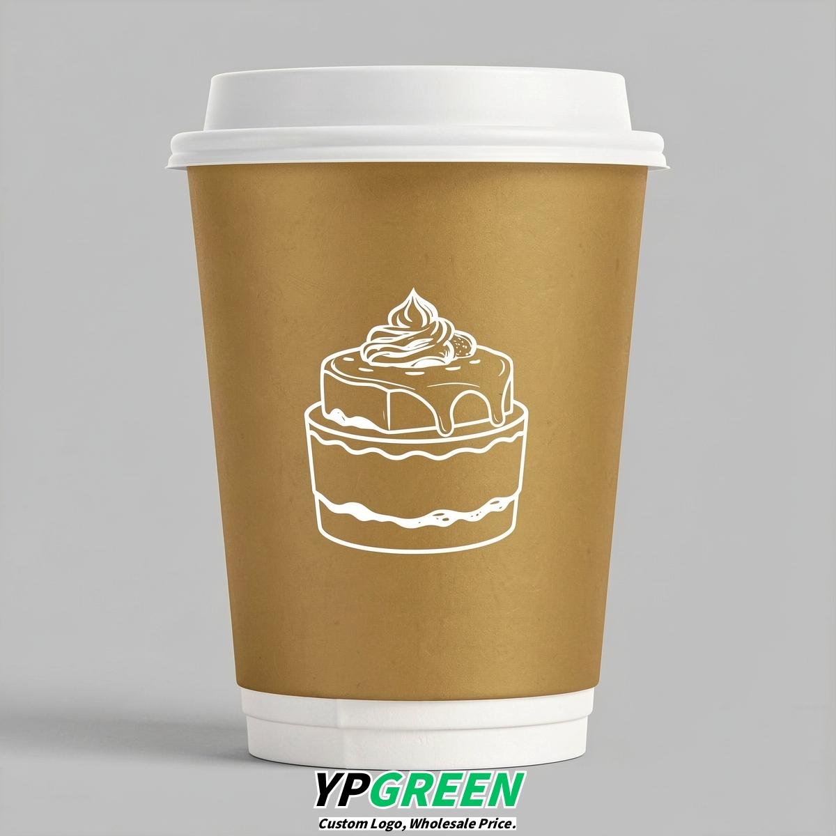 Gold Paper Cups with Desserts Design 8-24oz