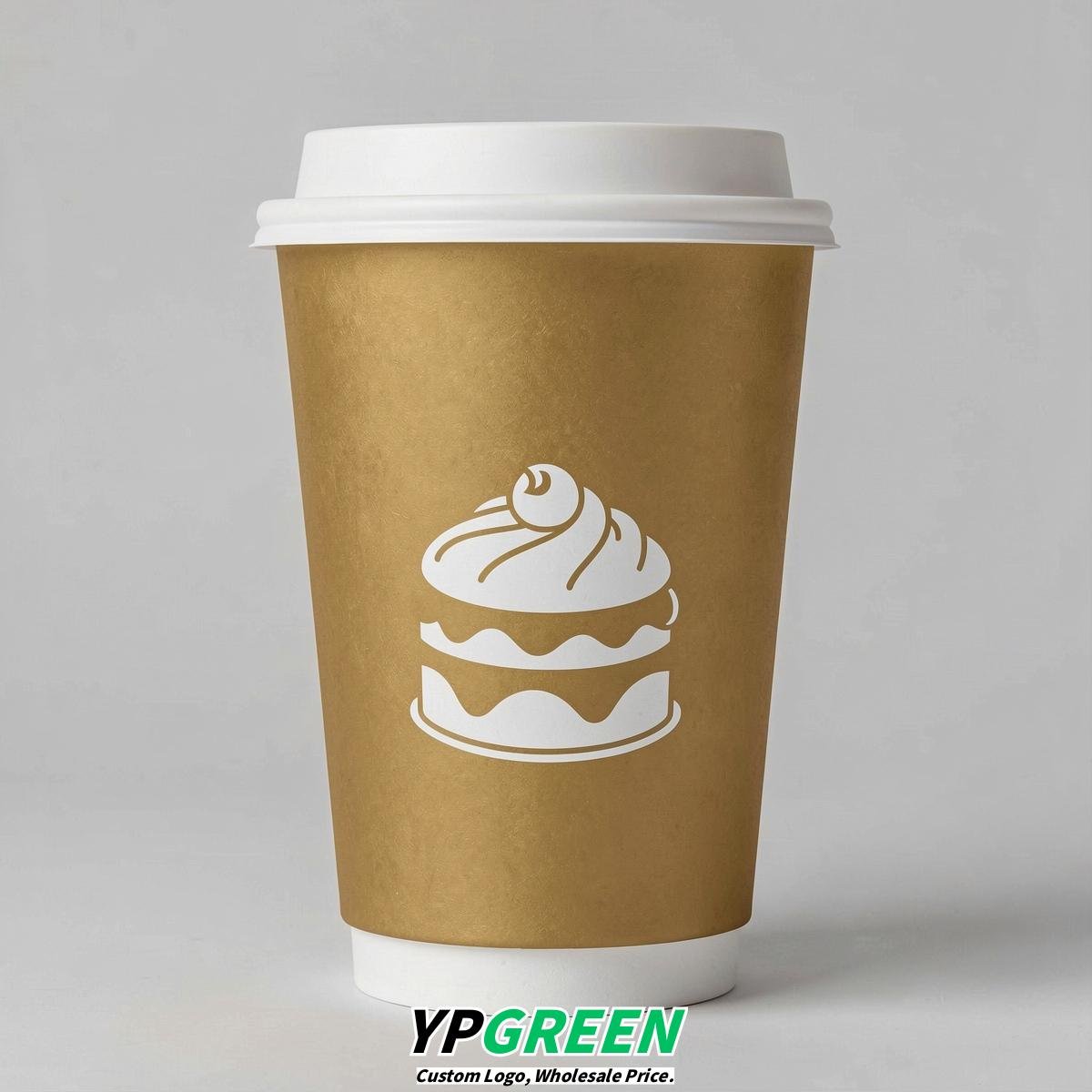 Gold Paper Cups with Desserts Design 8-24oz