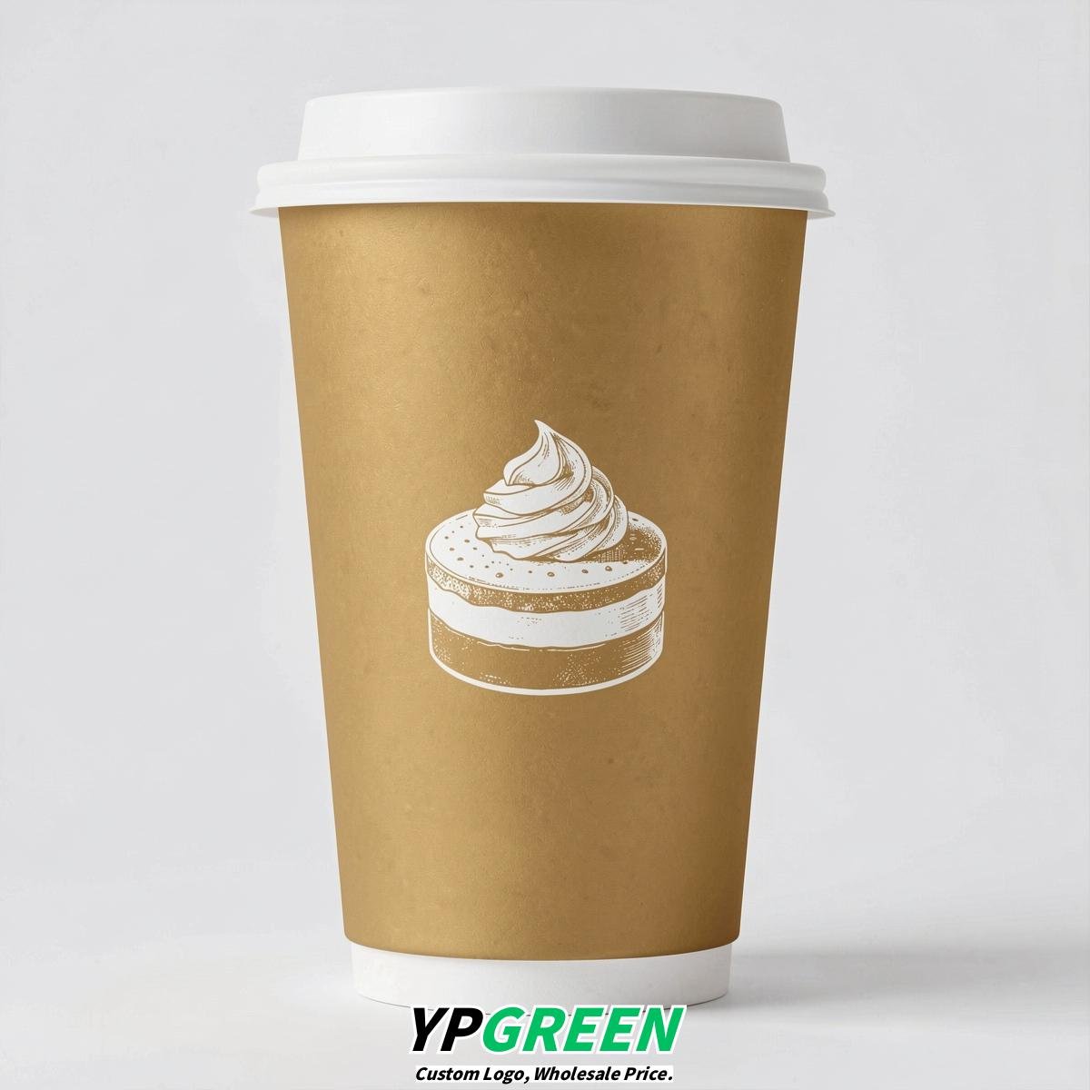 Gold Paper Cups with Desserts Design 8-24oz
