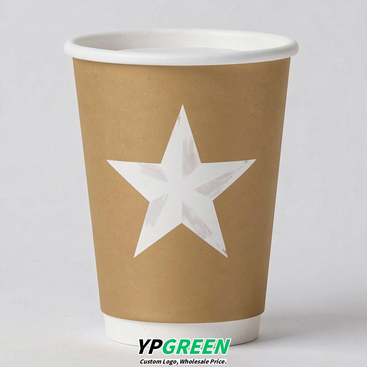 Gold Stars Paper Cups with Lids 8-24oz
