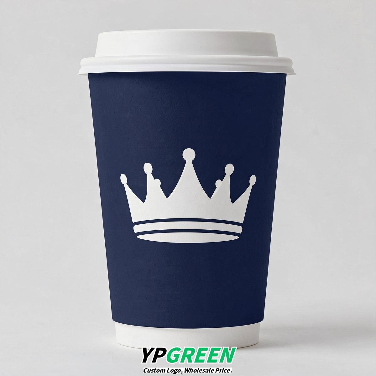 Indigo Paper Cups with Crown Design 8-24oz