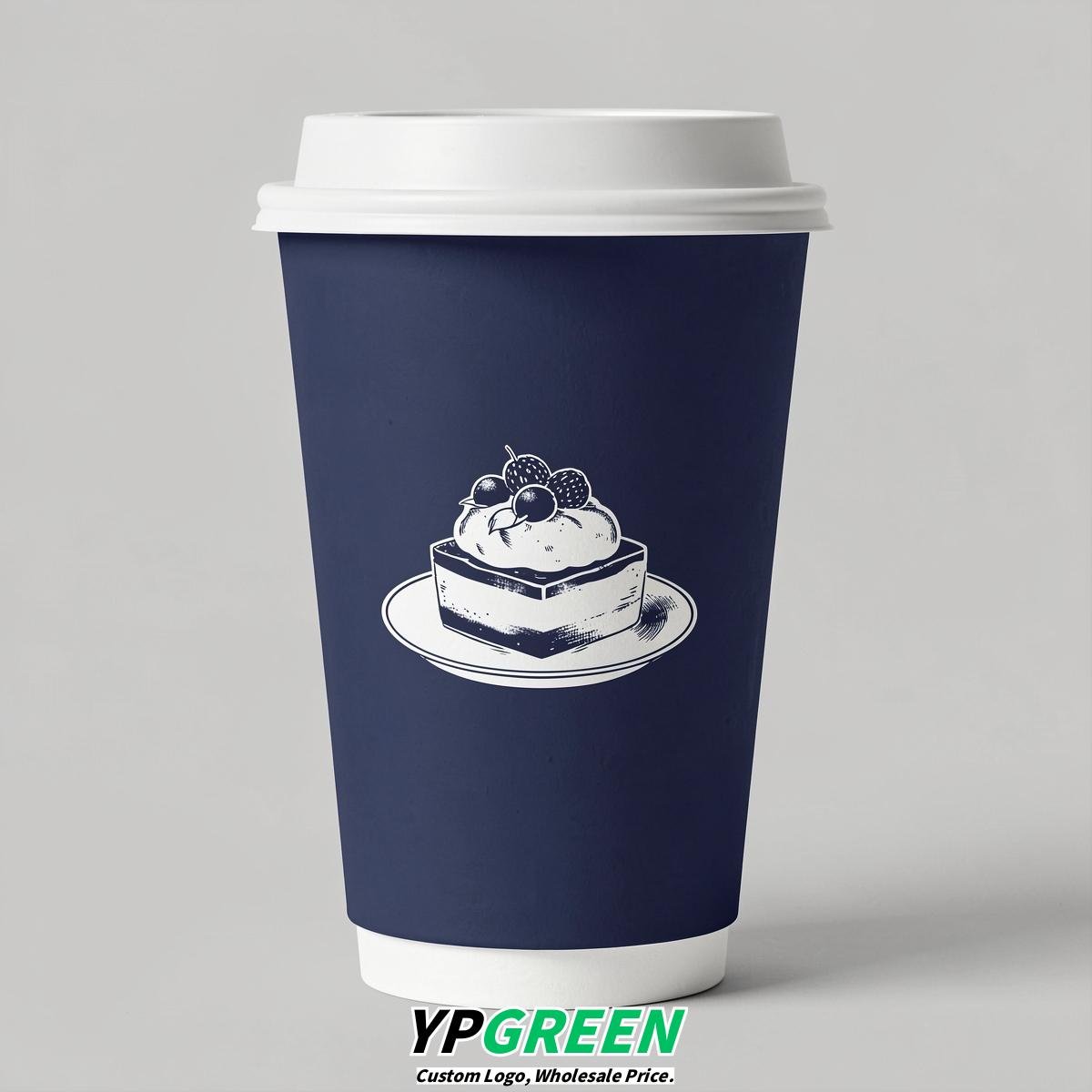 Indigo Paper Cups with Desserts Design 8-24oz