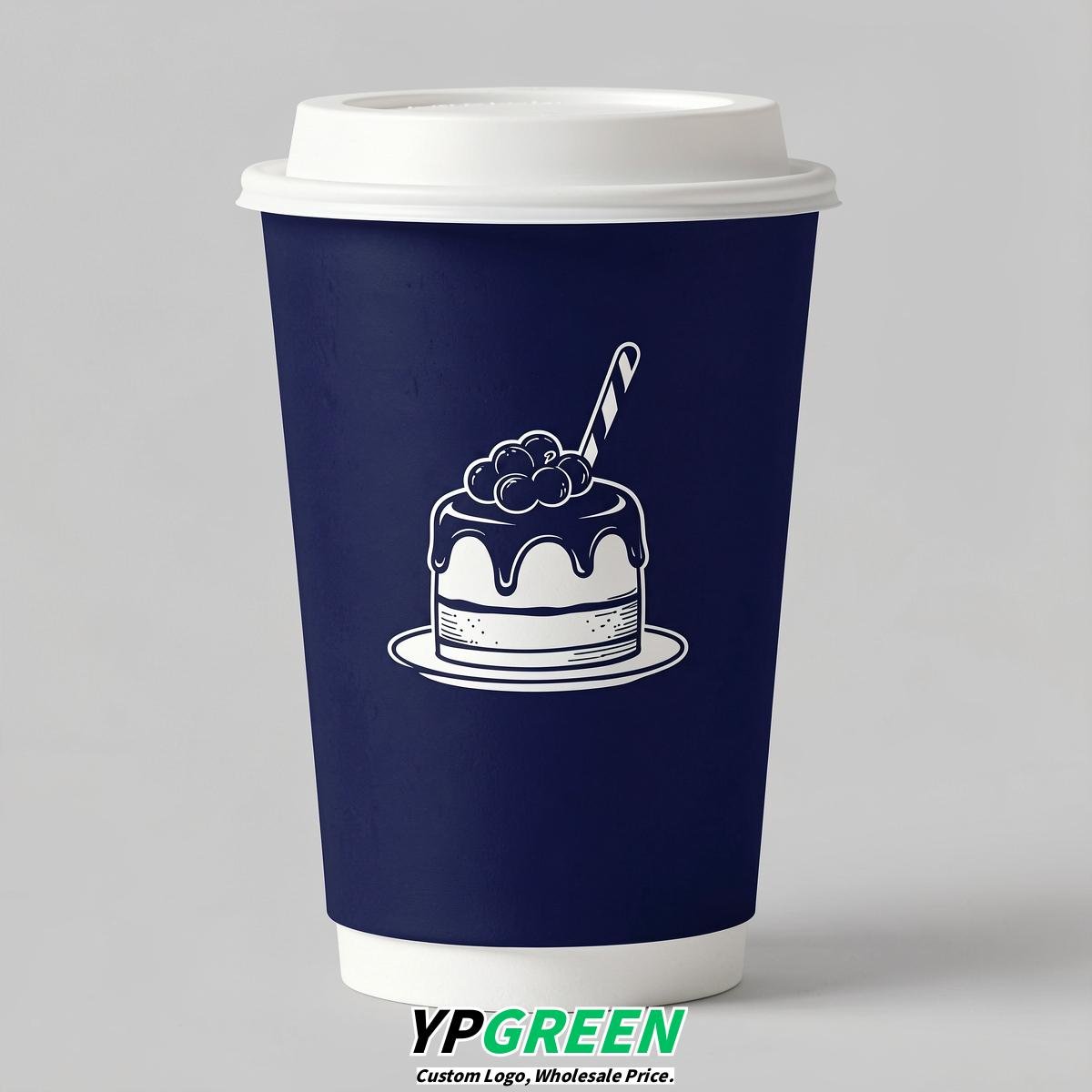 Indigo Paper Cups with Desserts Design 8-24oz