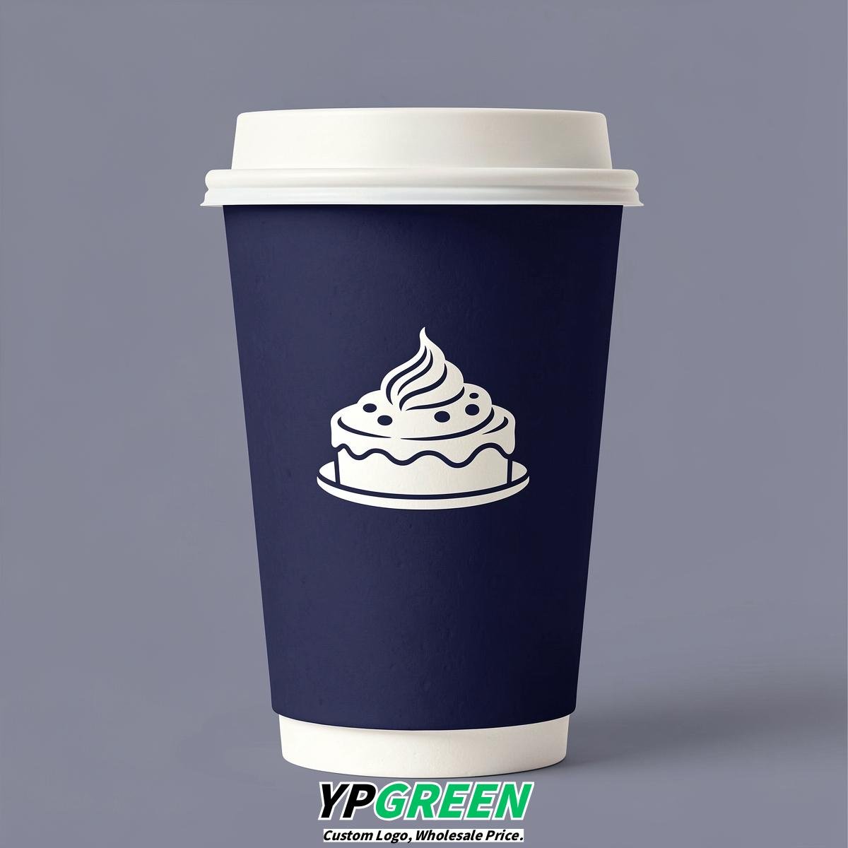 Indigo Paper Cups with Desserts Design 8-24oz