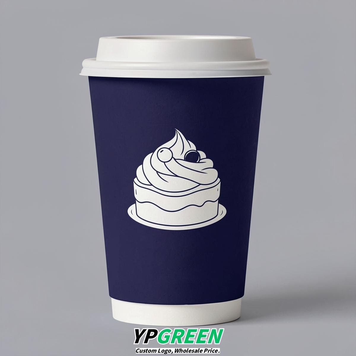 Indigo Paper Cups with Desserts Design 8-24oz