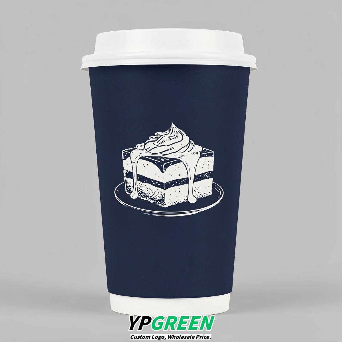 Indigo Paper Cups with Desserts Design 8-24oz