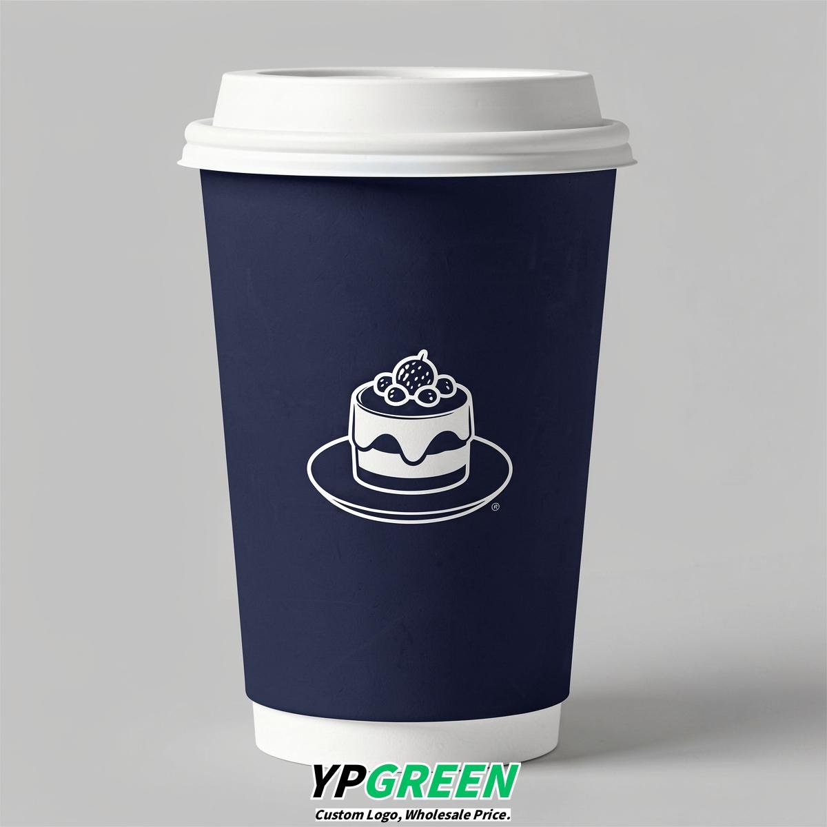 Indigo Paper Cups with Desserts Design 8-24oz