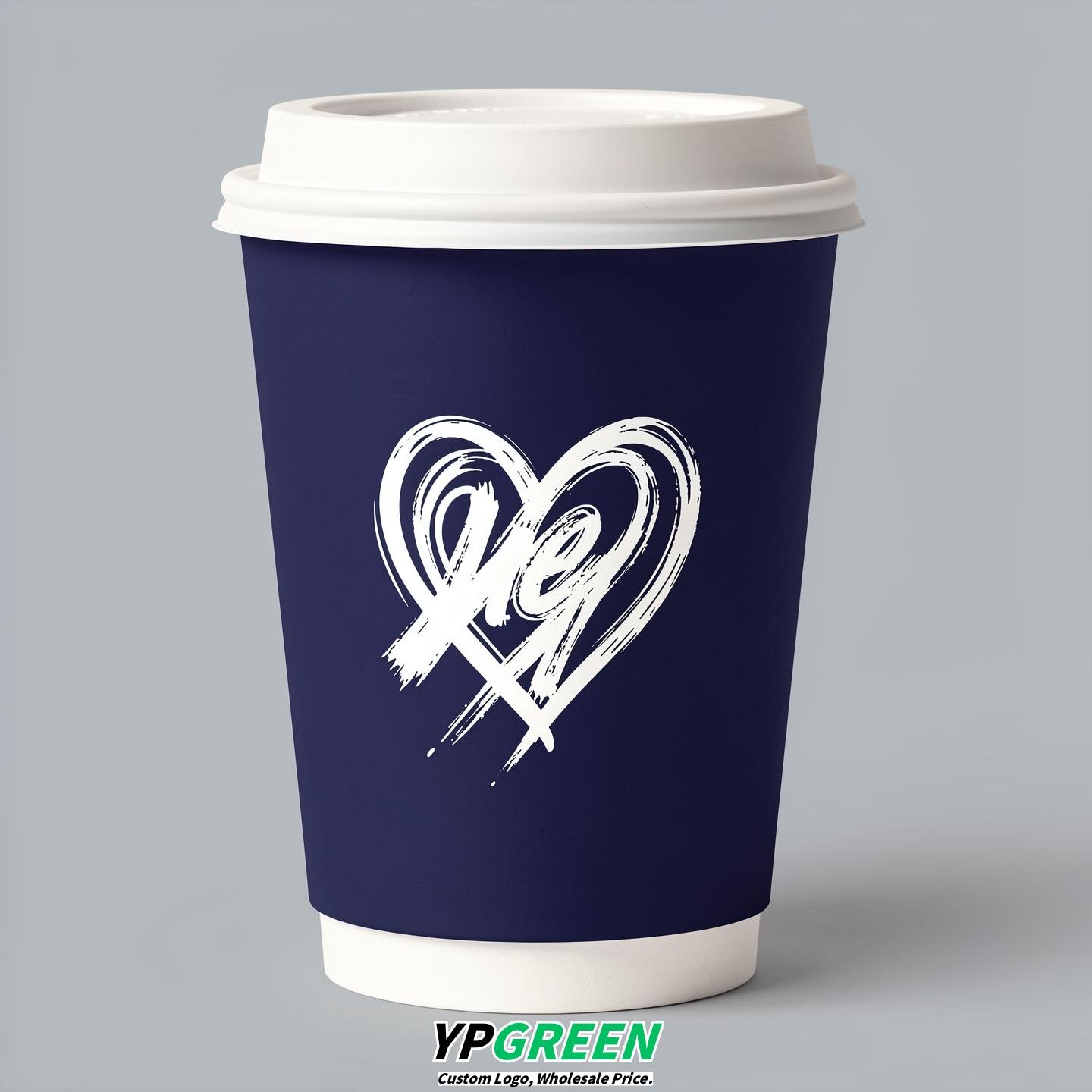 Indigo Heart Paper Cups with Lids 8-24oz
