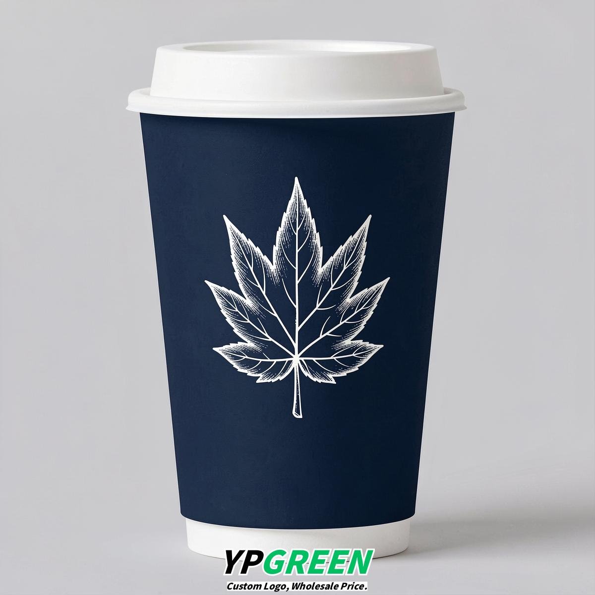 Indigo Leaves Paper Cups with Lids 8-24oz