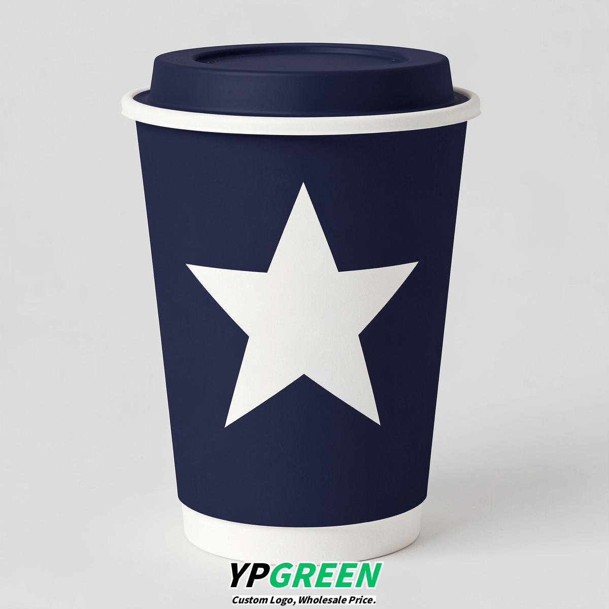 Indigo Stars Paper Cups with Lids 8-24oz