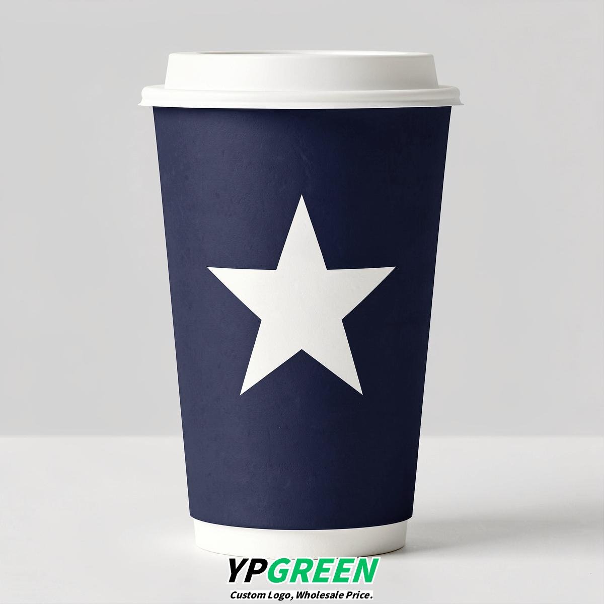 Indigo Stars Paper Cups with Lids 8-24oz