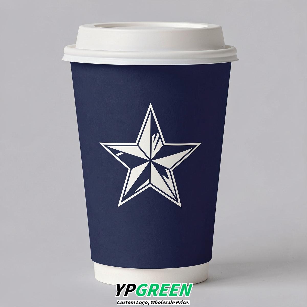 Indigo Stars Paper Cups with Lids 8-24oz Indigo Stars Paper Cups with Lids 8-24oz