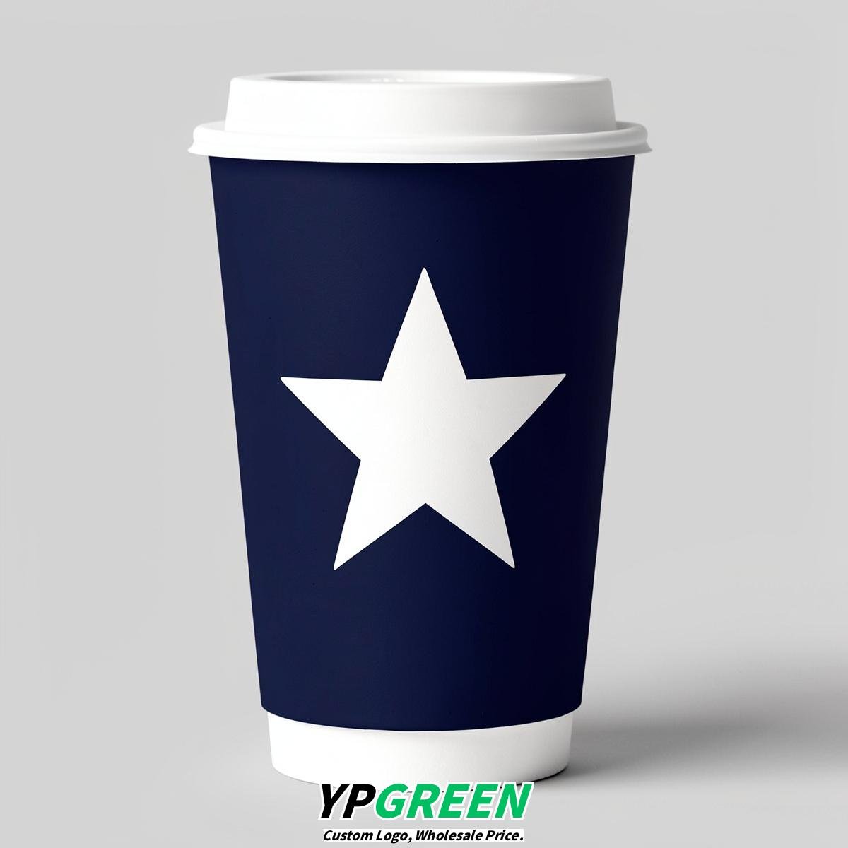 Indigo Stars Paper Cups with Lids 8-24oz