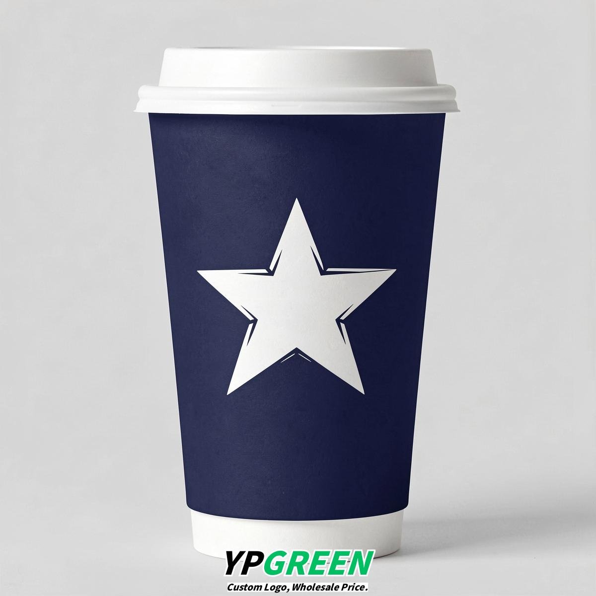 Indigo Stars Paper Cups with Lids 8-24oz