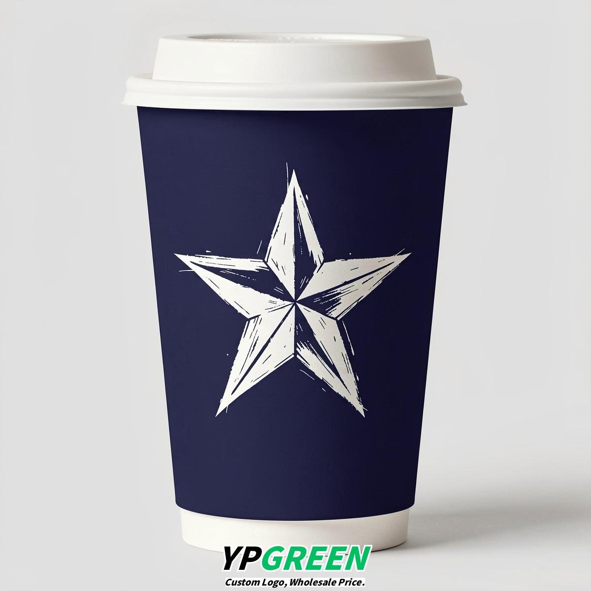 Indigo Stars Paper Cups with Lids 8-24oz
