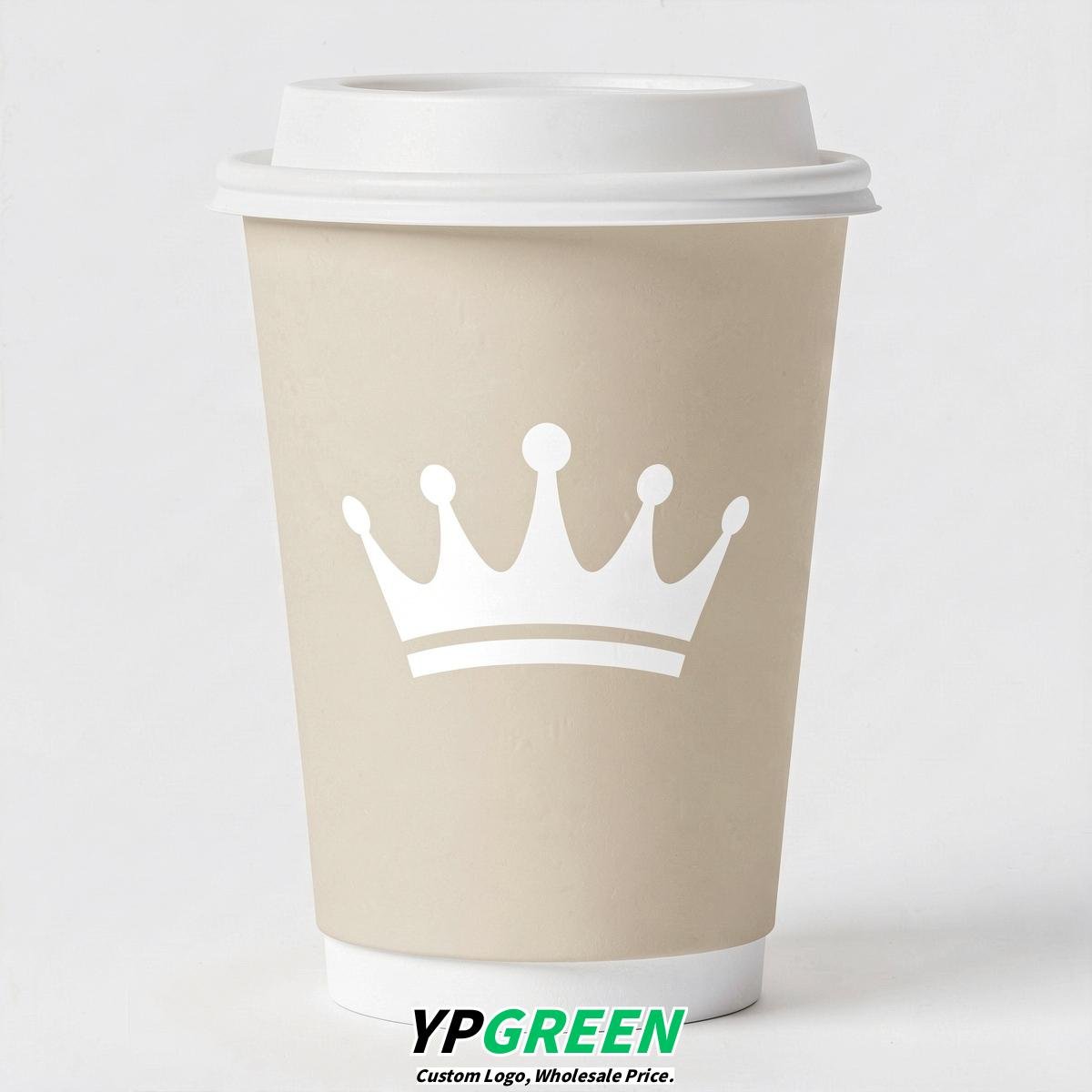 Ivory Paper Cups with Crown Design 8-24oz