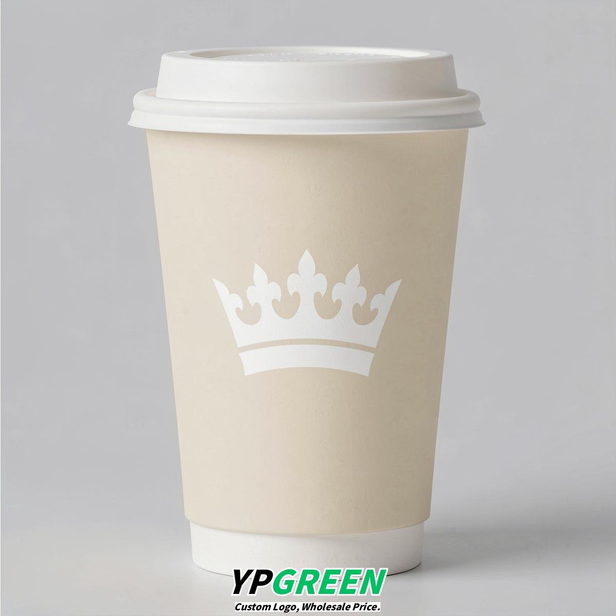 Ivory Paper Cups with Crown Design 8-24oz