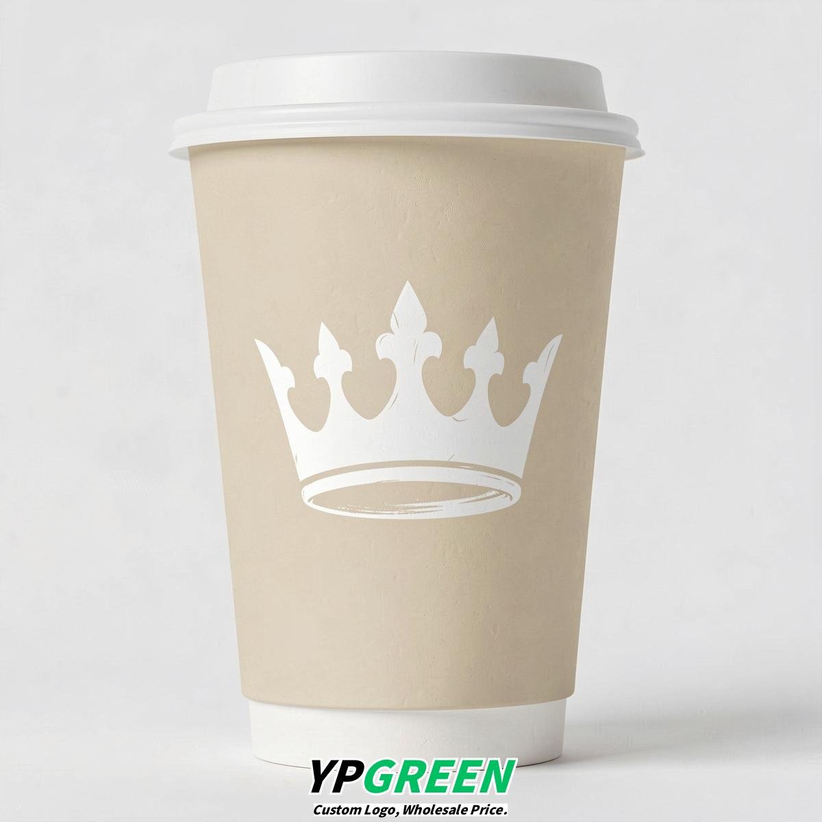Ivory Paper Cups with Crown Design 8-24oz