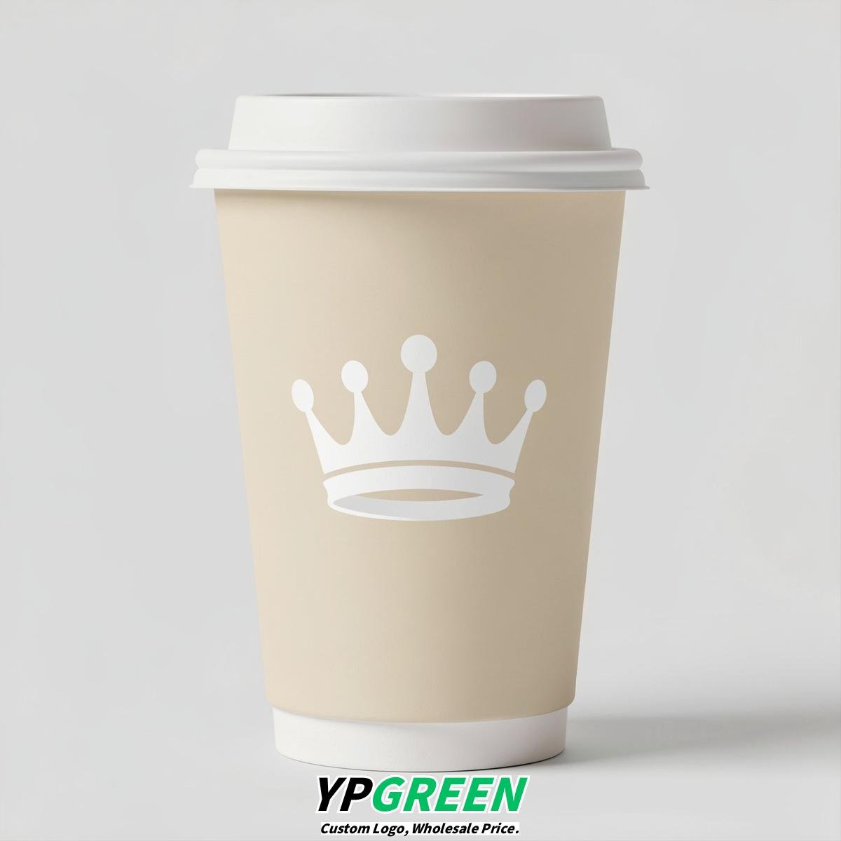 Ivory Paper Cups with Crown Design 8-24oz