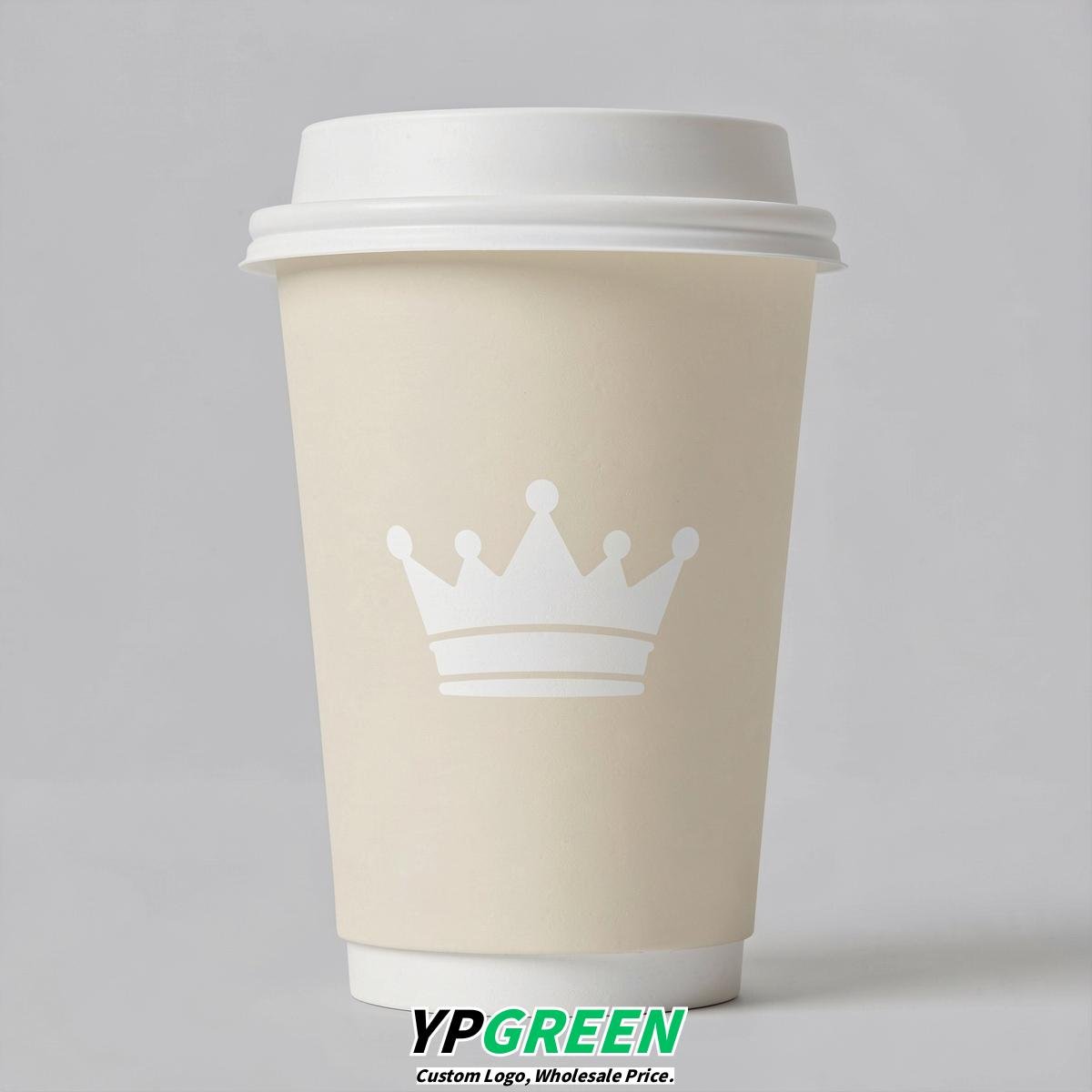 Ivory Paper Cups with Crown Design 8-24oz