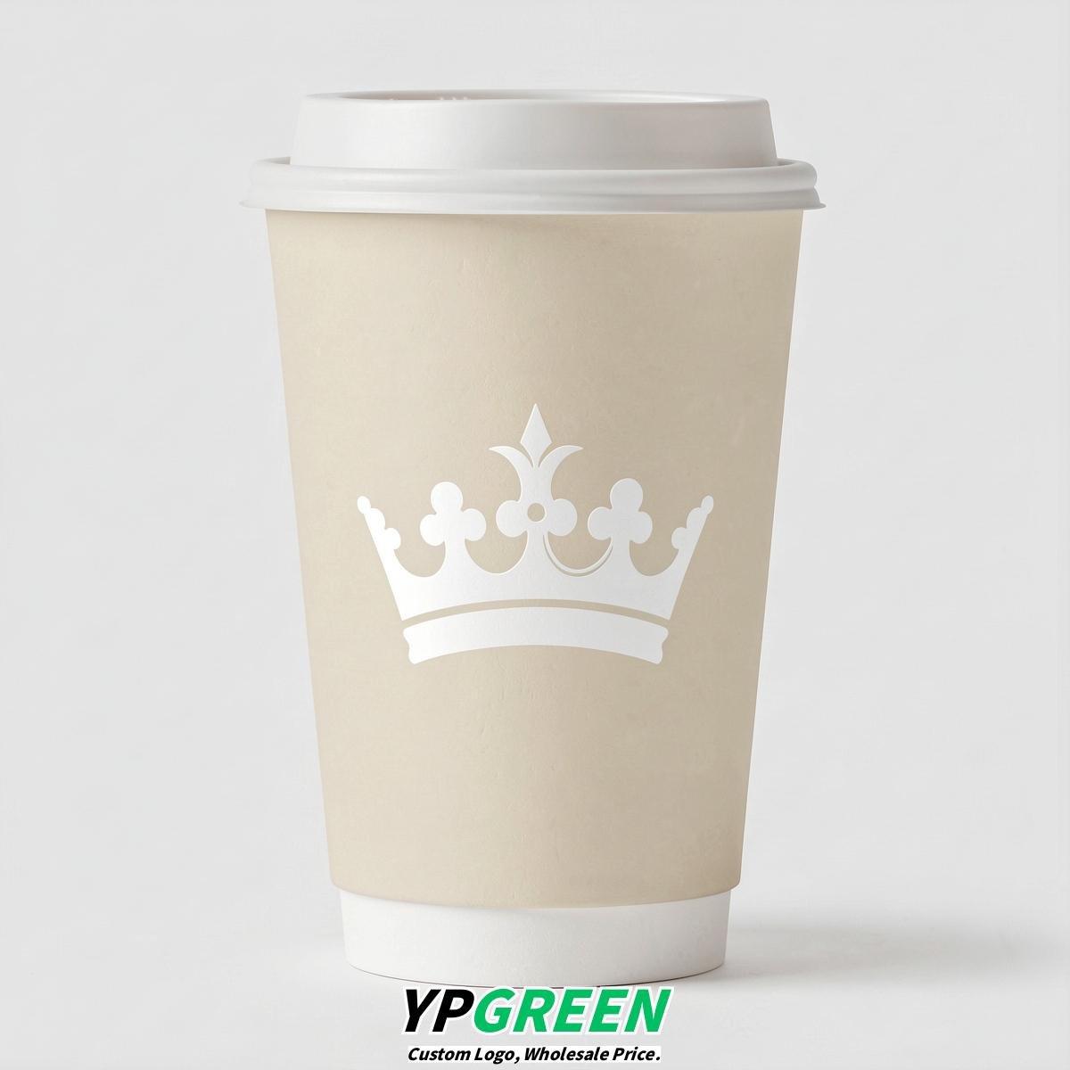 Ivory Paper Cups with Crown Design 8-24oz