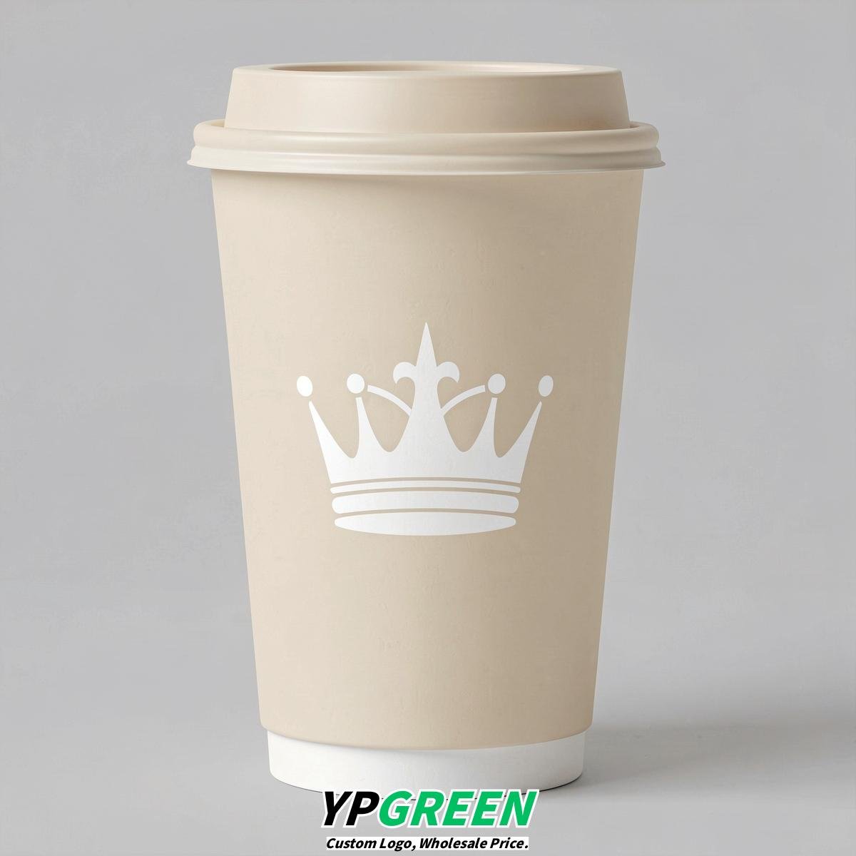 Ivory Paper Cups with Crown Design 8-24oz