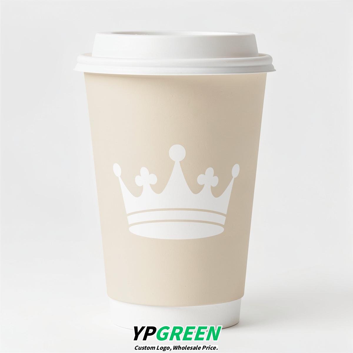Ivory Paper Cups with Crown Design 8-24oz