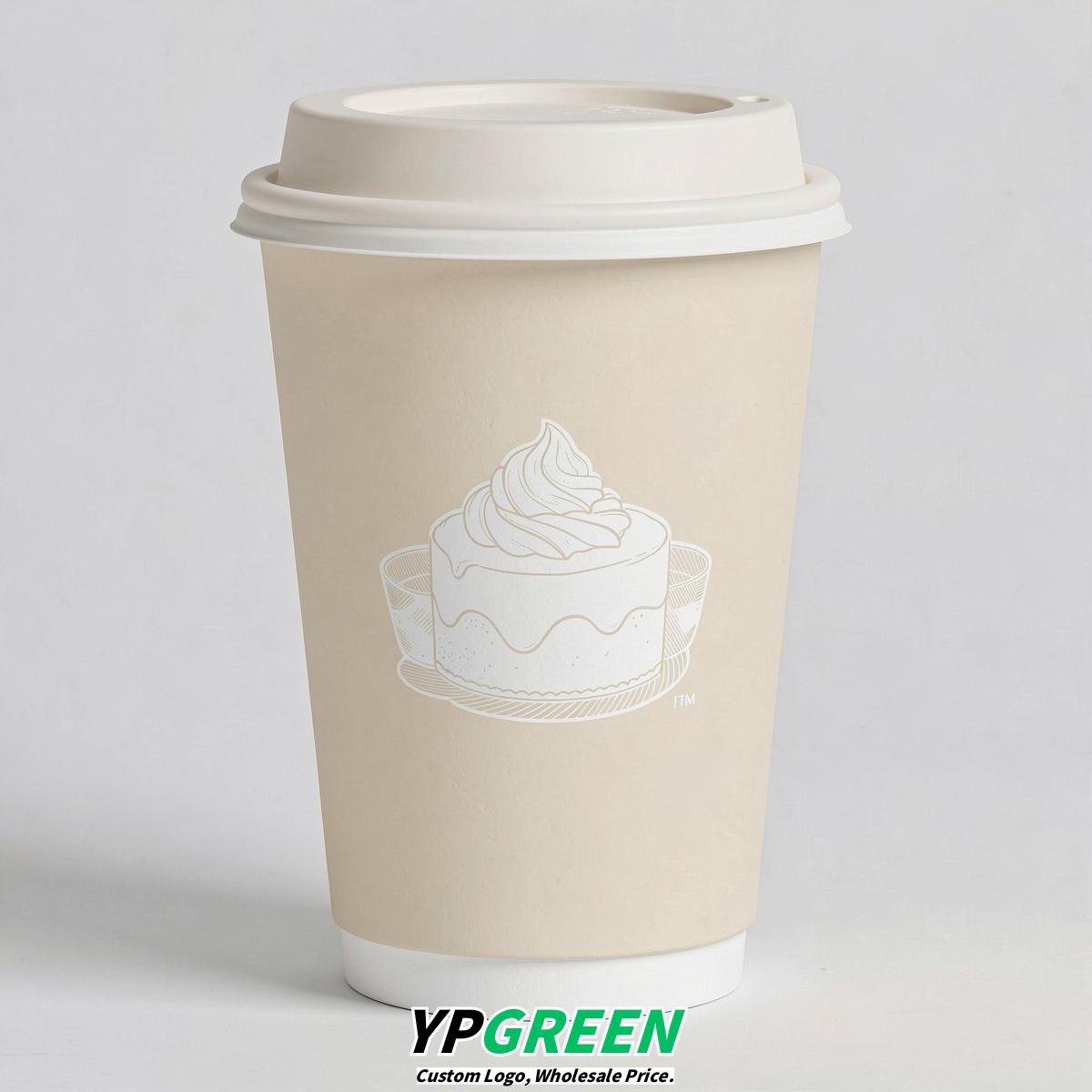 Ivory Paper Cups with Desserts Design 8-24oz