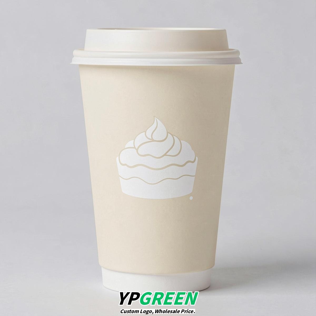 Ivory Paper Cups with Desserts Design 8-24oz