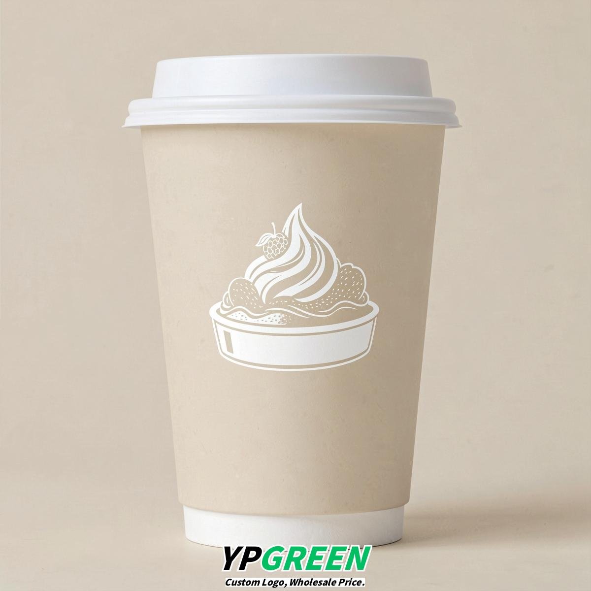 Ivory Paper Cups with Desserts Design 8-24oz