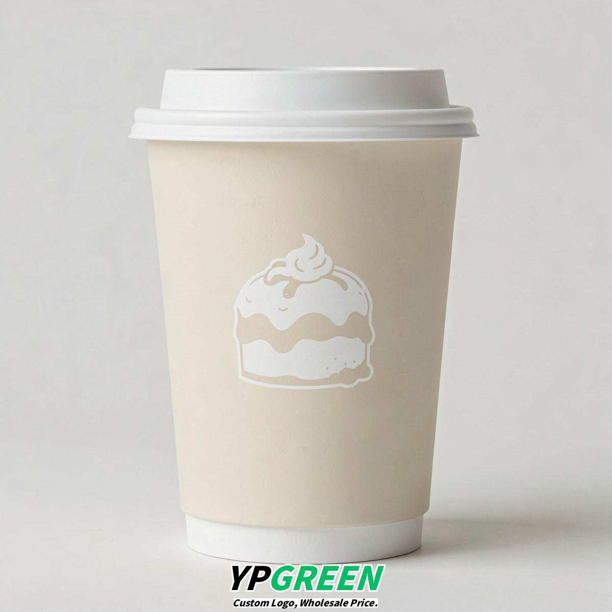 Ivory Paper Cups with Desserts Design 8-24oz