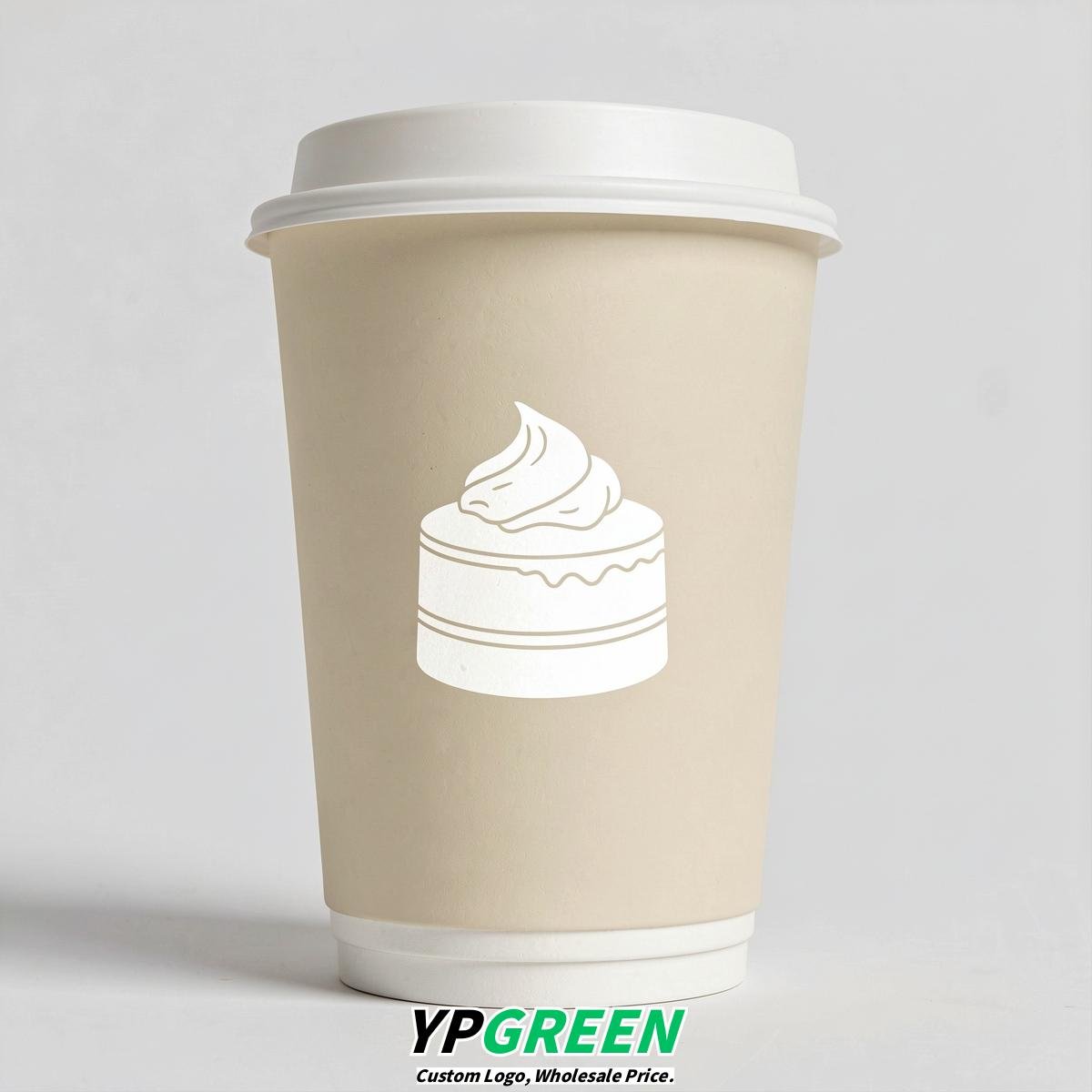 Ivory Paper Cups with Desserts Design 8-24oz