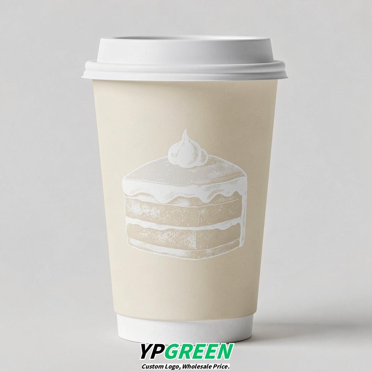 Ivory Paper Cups with Desserts Design 8-24oz