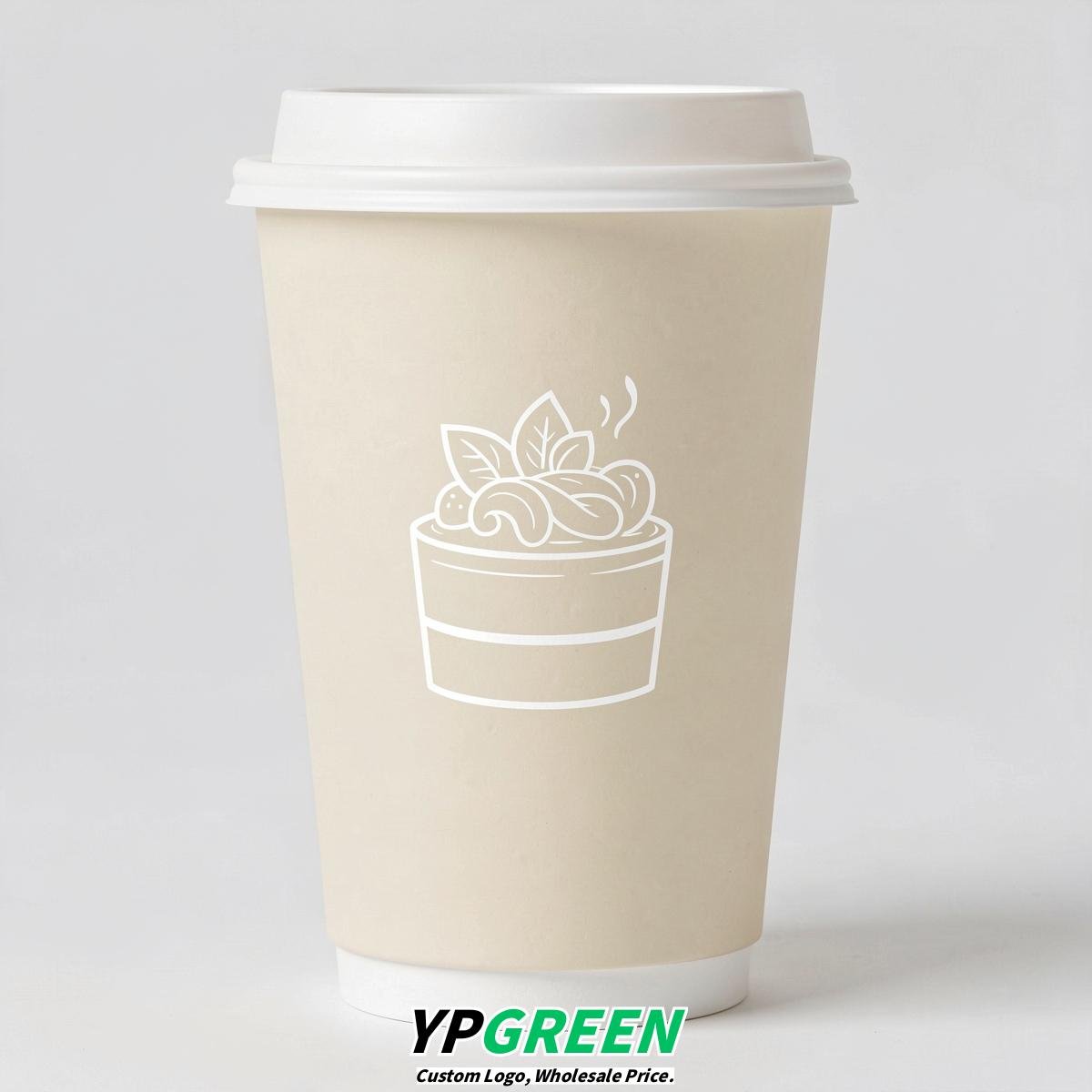 Ivory Paper Cups with Desserts Design 8-24oz