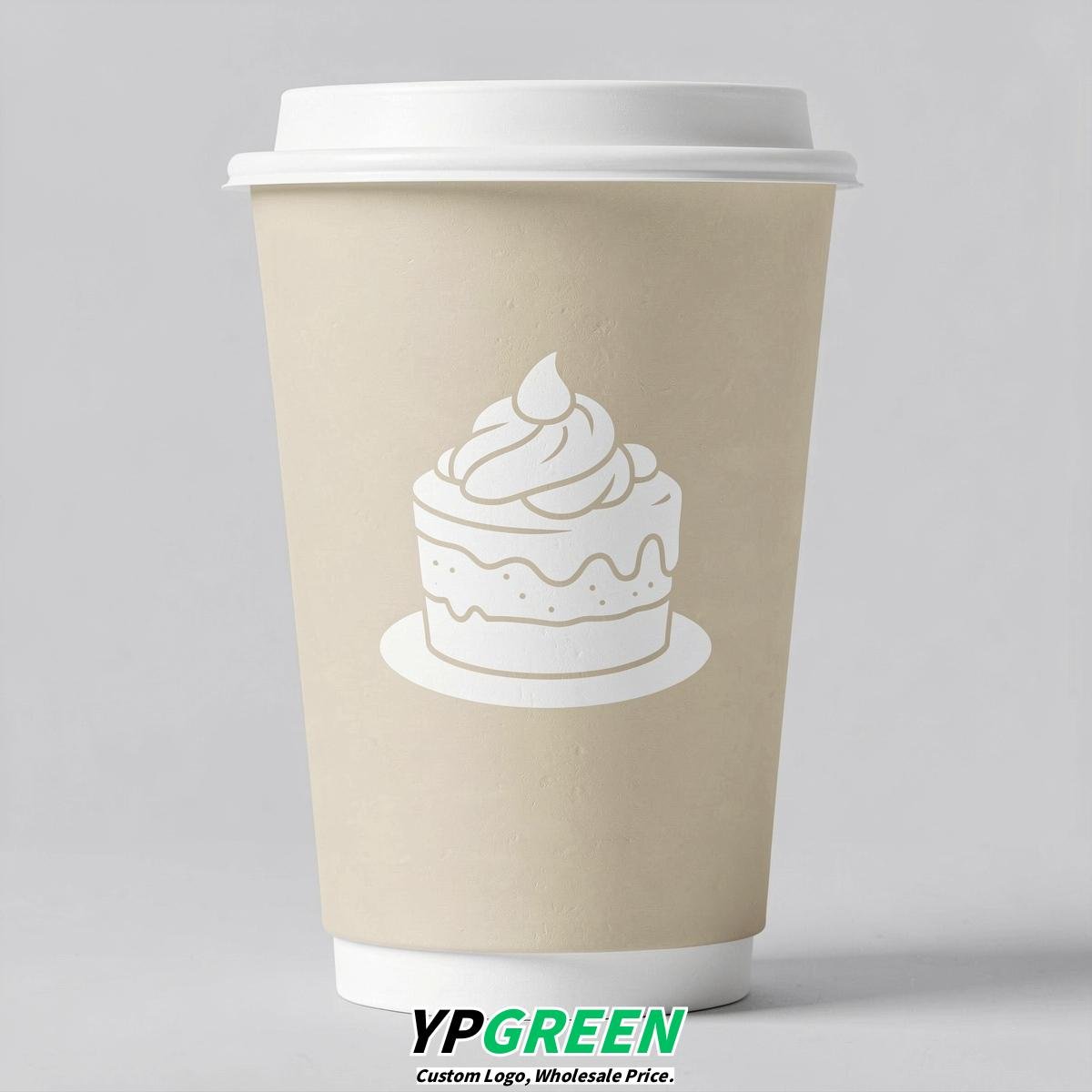 Ivory Paper Cups with Desserts Design 8-24oz