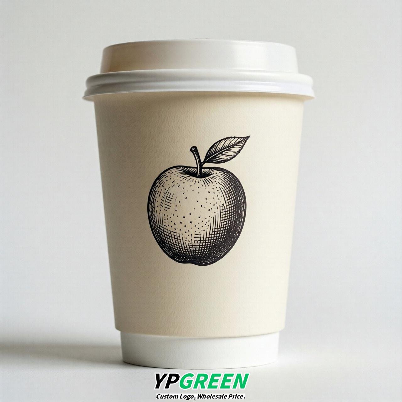 Ivory Fruits Paper Cups with Lids 8-24oz