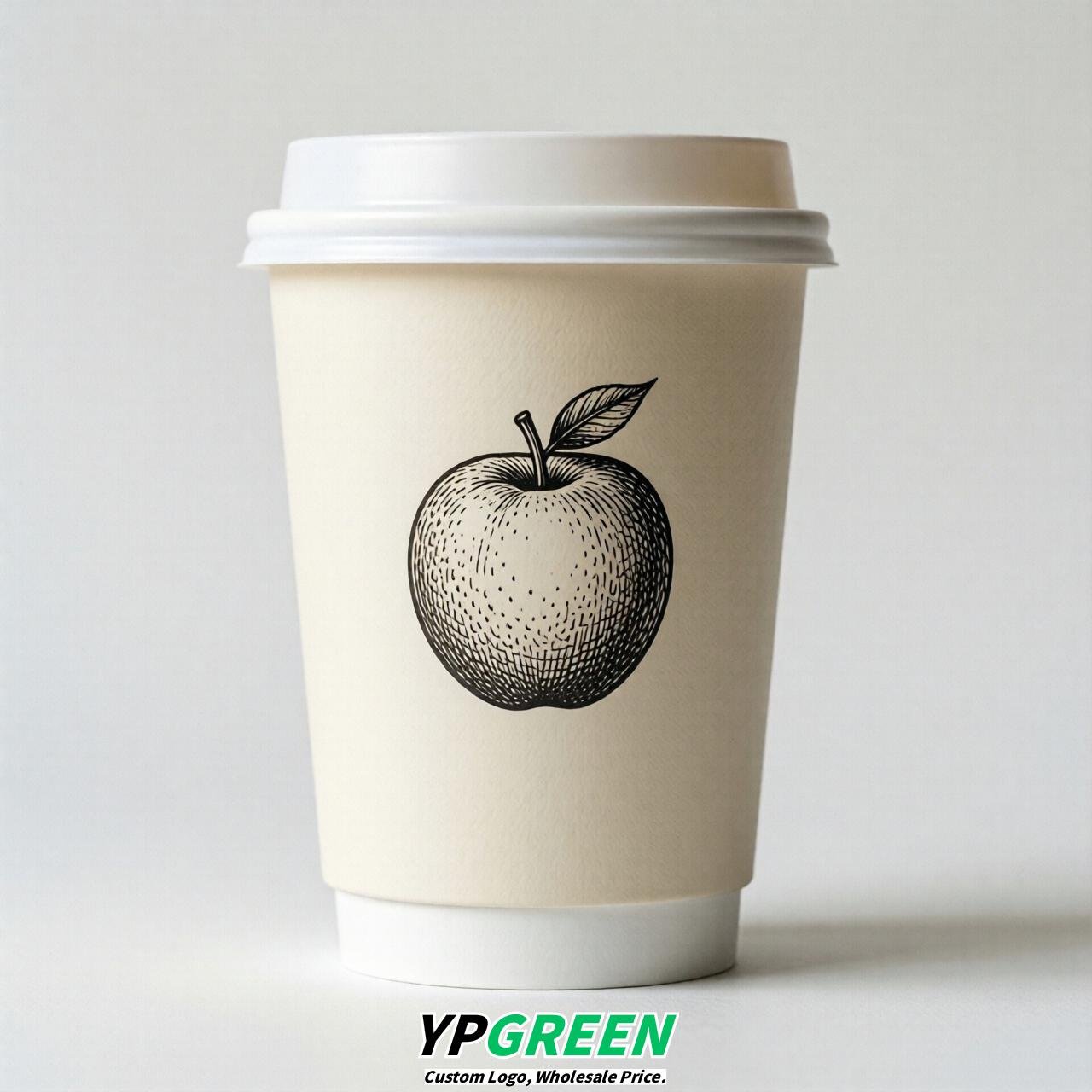 Ivory Fruits Paper Cups with Lids 8-24oz