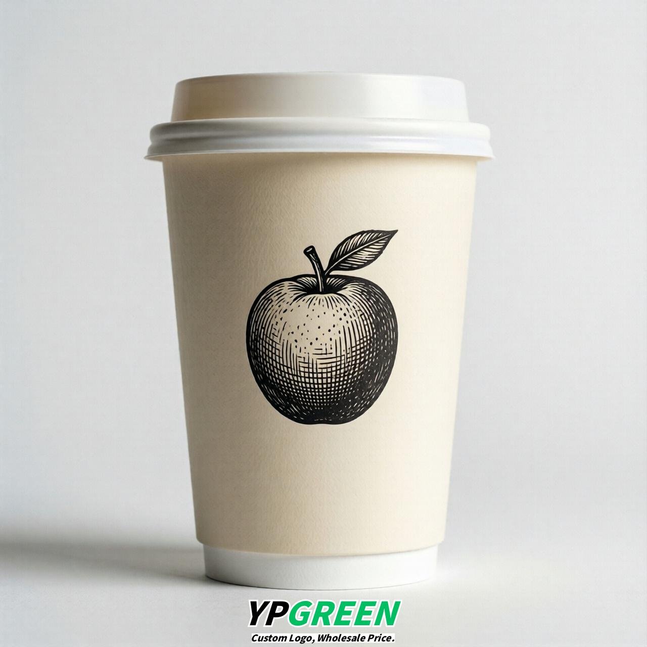 Ivory Fruits Paper Cups with Lids 8-24oz