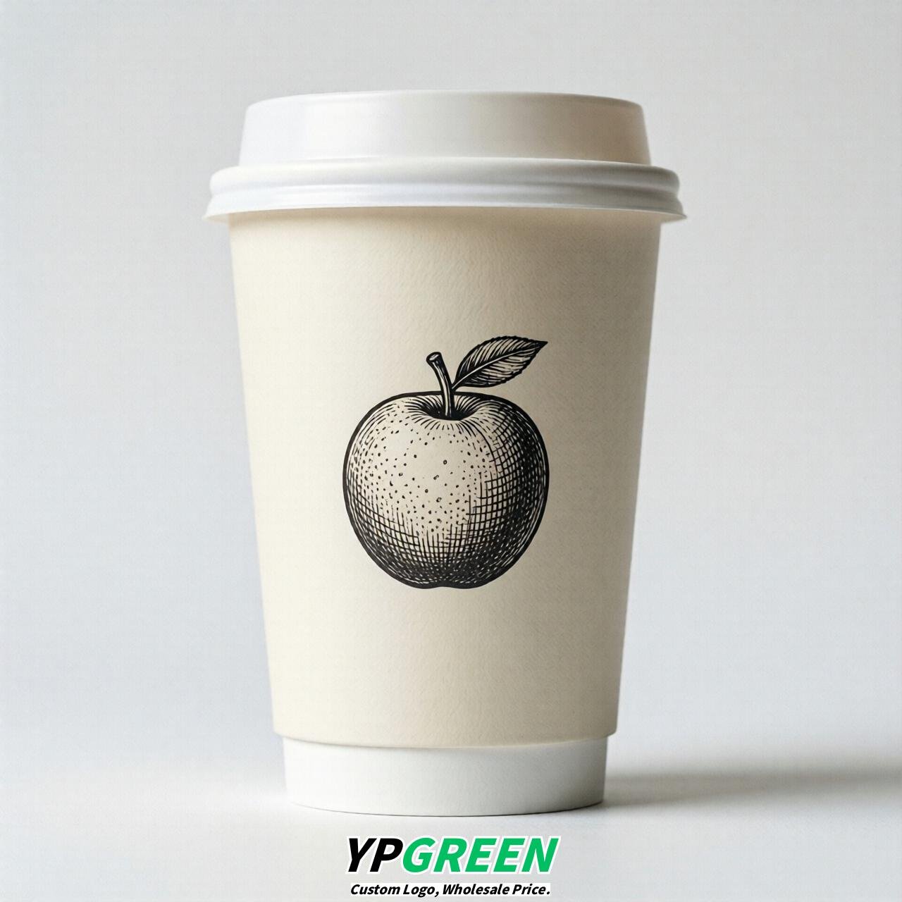 Ivory Fruits Paper Cups with Lids 8-24oz