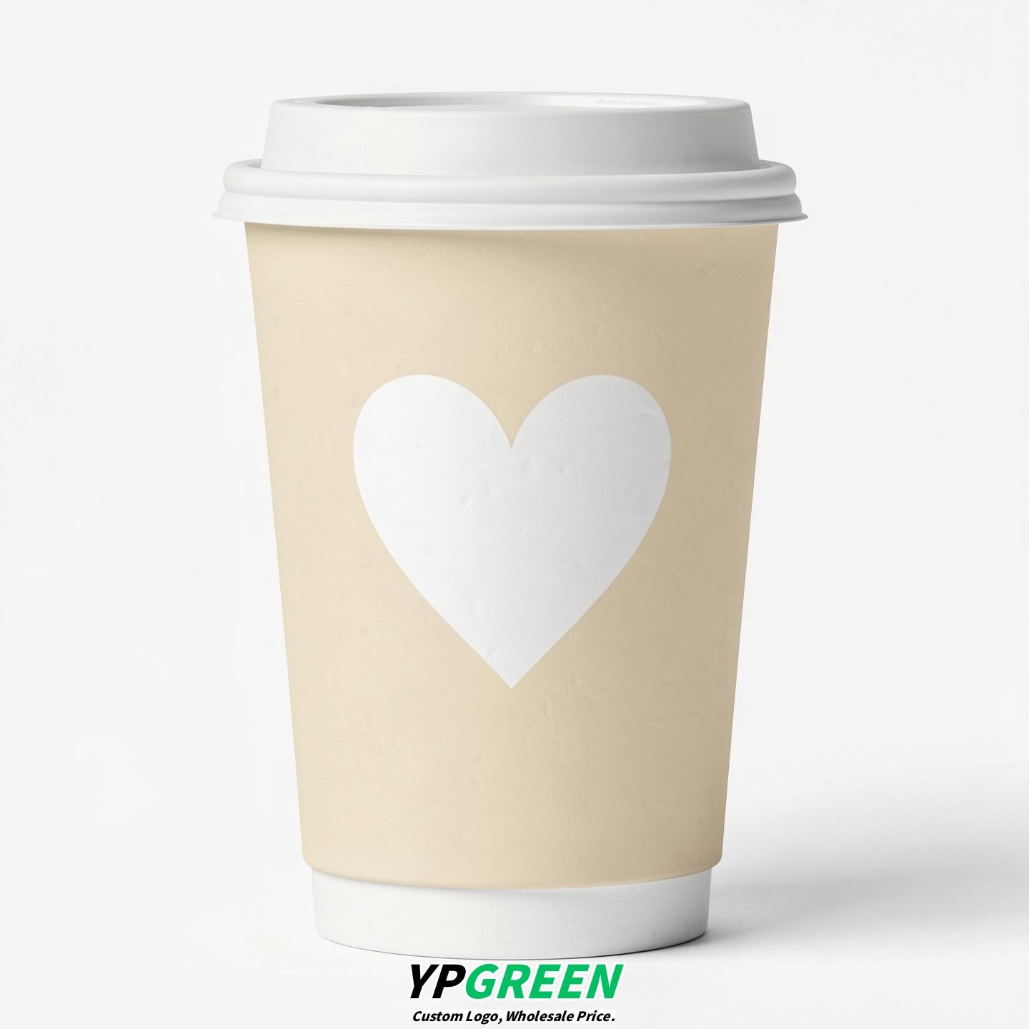 Ivory Heart Paper Cups with Lids 8-24oz