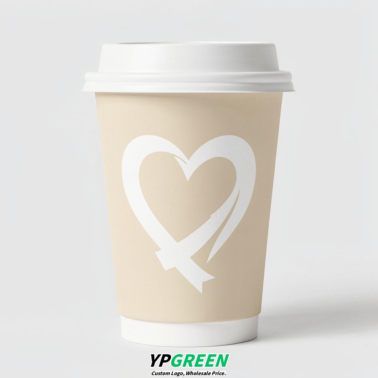 Ivory Heart Paper Cups with Lids 8-24oz